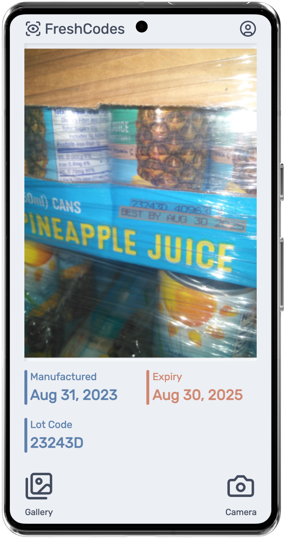 Screenshot of the app on a device